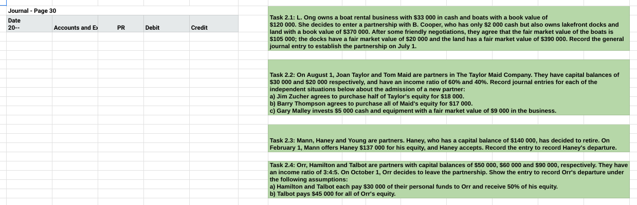  "Task 2.1: L. Ong owns a boat rental business with $33000