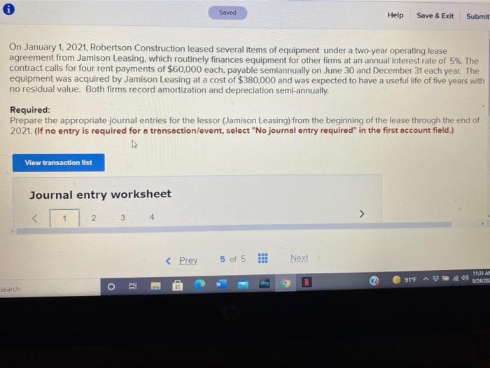  6 Saved Help Save & Exit Submit On January 1, 2021.