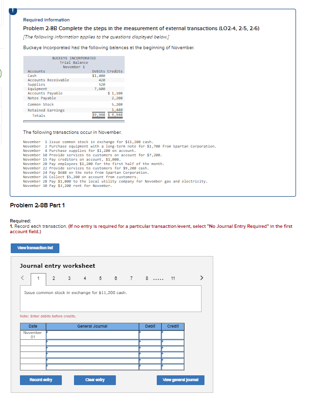  Required Information Problem 2-8B Complete the steps in the measurement of