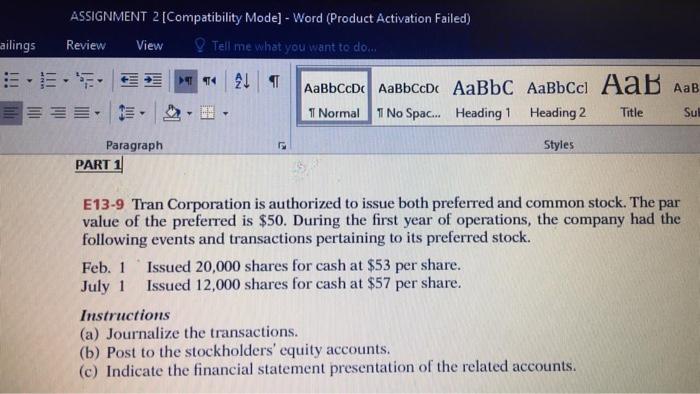  ASSIGNMENT 2 [Compatibility Mode] - Word (Product Activation Failed) Review View