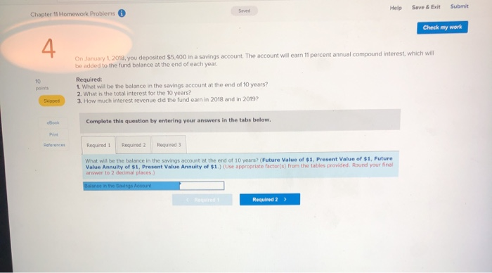  Help Save & Exit Submit Chapter 11 Homework Problems Check my