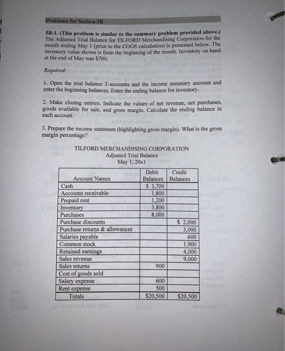  Problems for Section 5B 5B-1. (This problem is similar to the