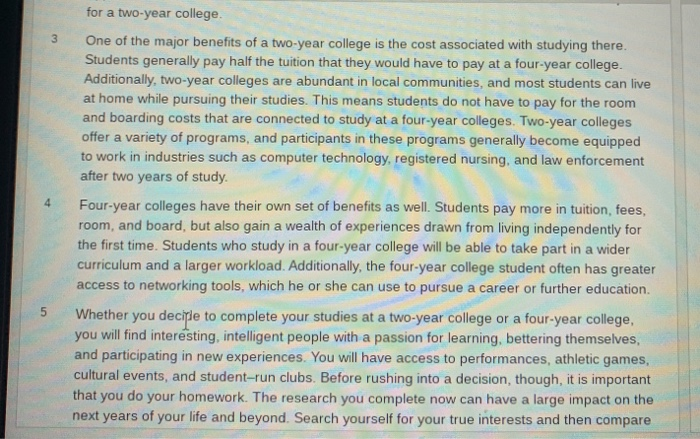 is a more affordable option. ink B The four-year college helps a