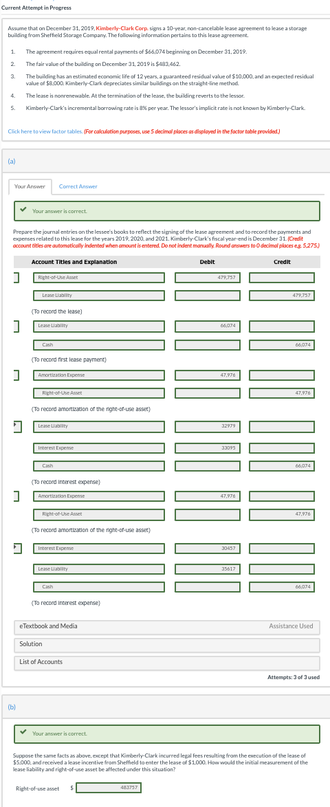  Current Attempt in Progress Assume that on December 31, 2019, Kimberly-Clark