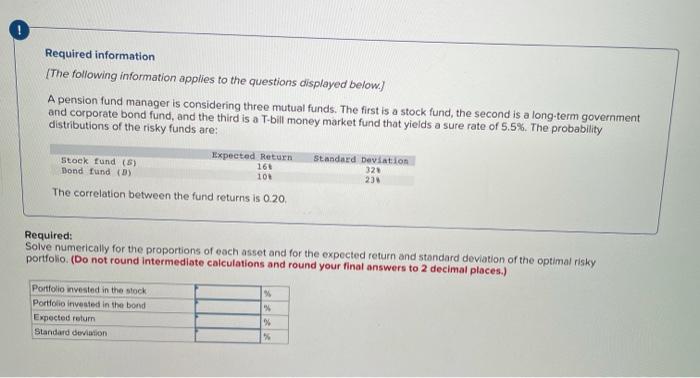 please help with this problem ! Required information The following information applies