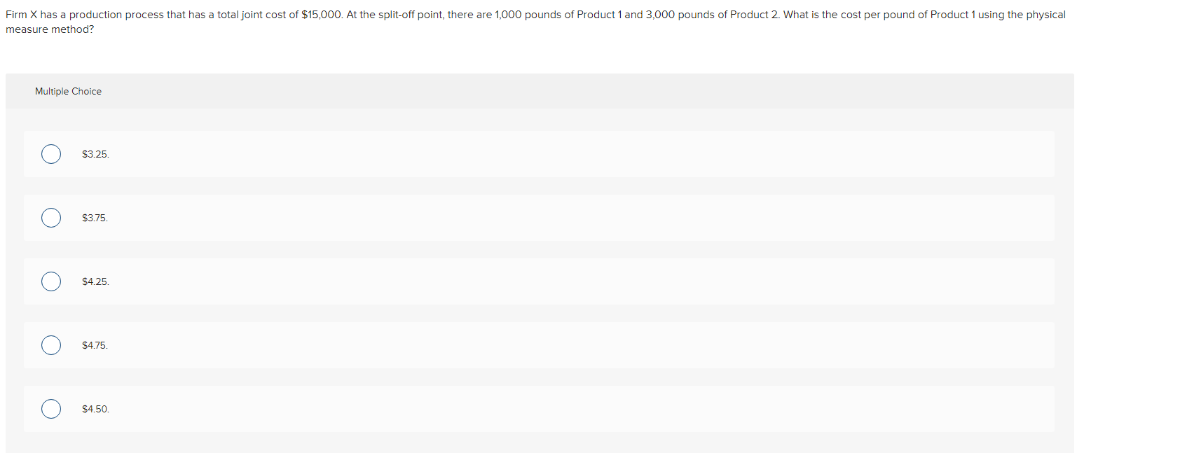 Firm X has a production process that has a total joint