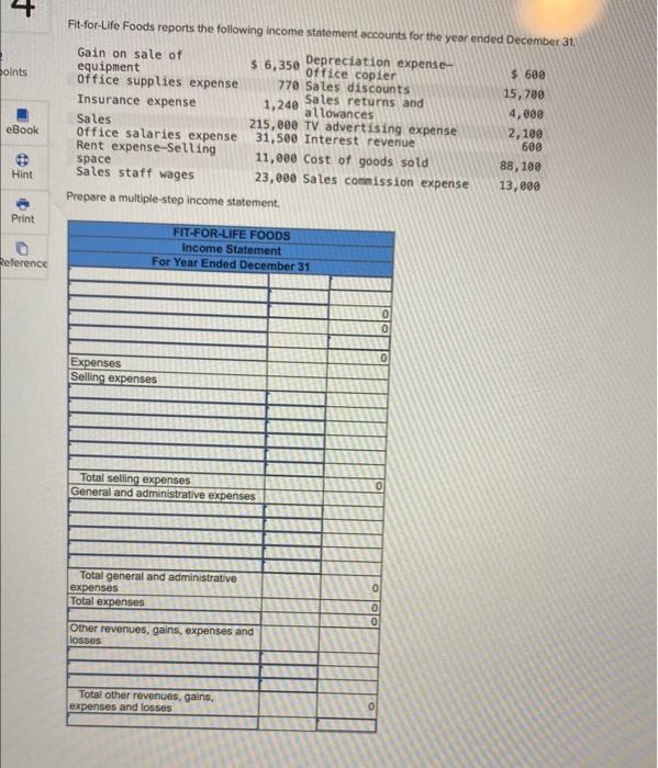 Fit-for-Lite Fois reports the following income yey eMed 31' Gain on sate
