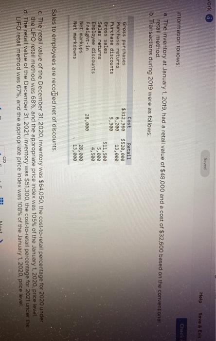  work Soved Help Save . EX information Tollows: Checht a The