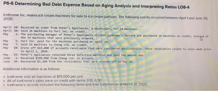  P6-6 Determining Bad Debt Expense Based on Aging Analysis and Interpreting