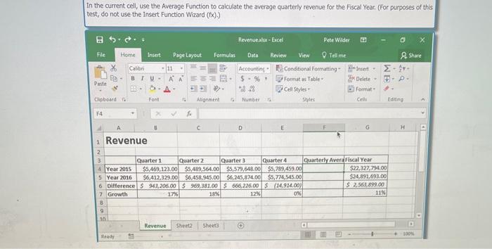  In the current cell, use the average Function to calculate the