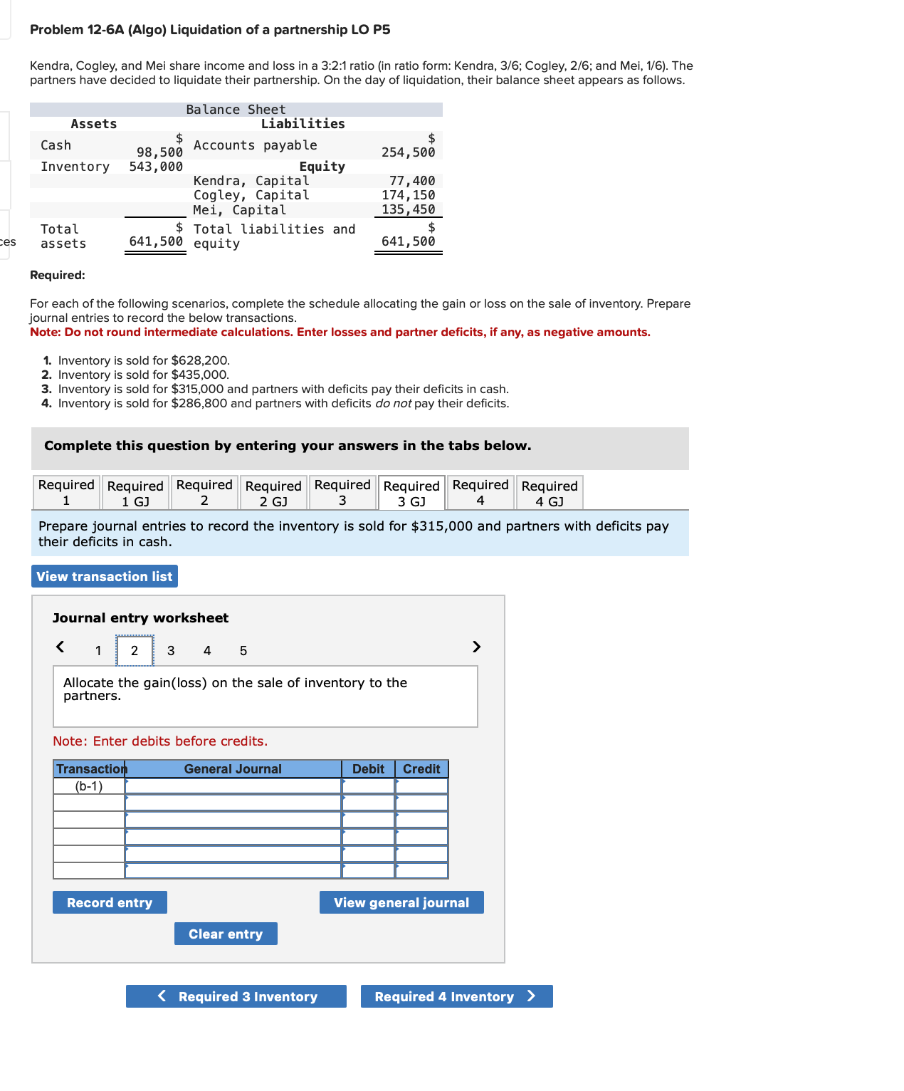for $315,000 and partners with deficits pay their deficits in cash. 4.