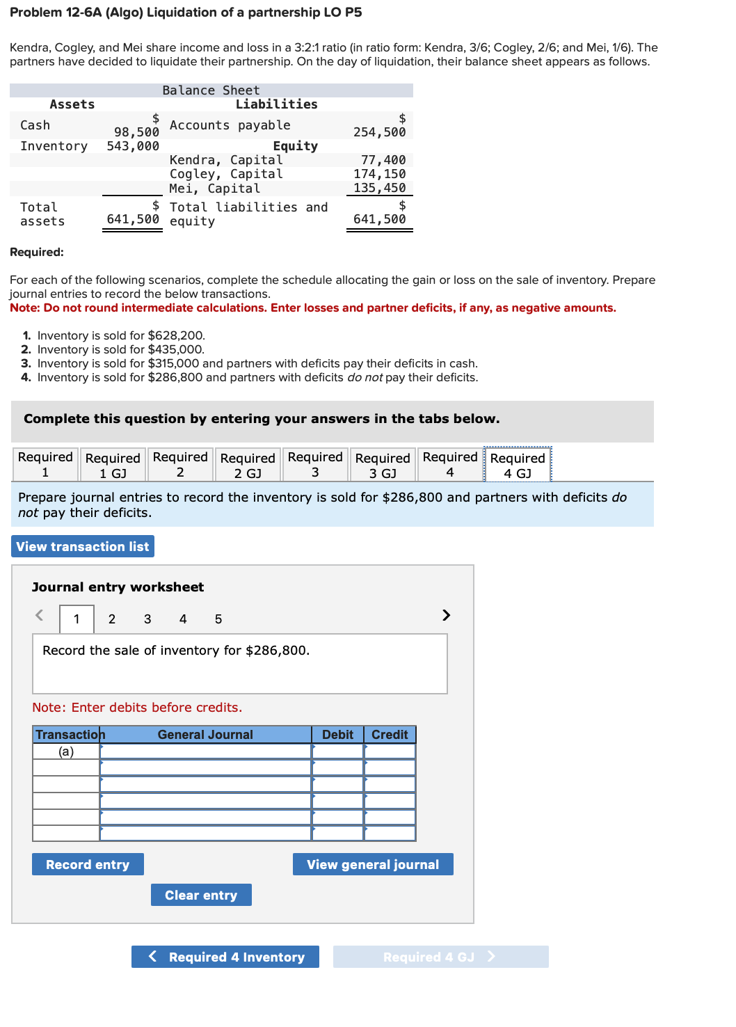 P5 Kendra, Cogley, and Mei share income and loss in a 3:2:1