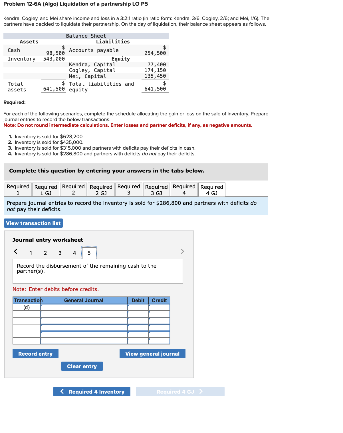 scenarios, complete the schedule allocating the gain or loss on the sale