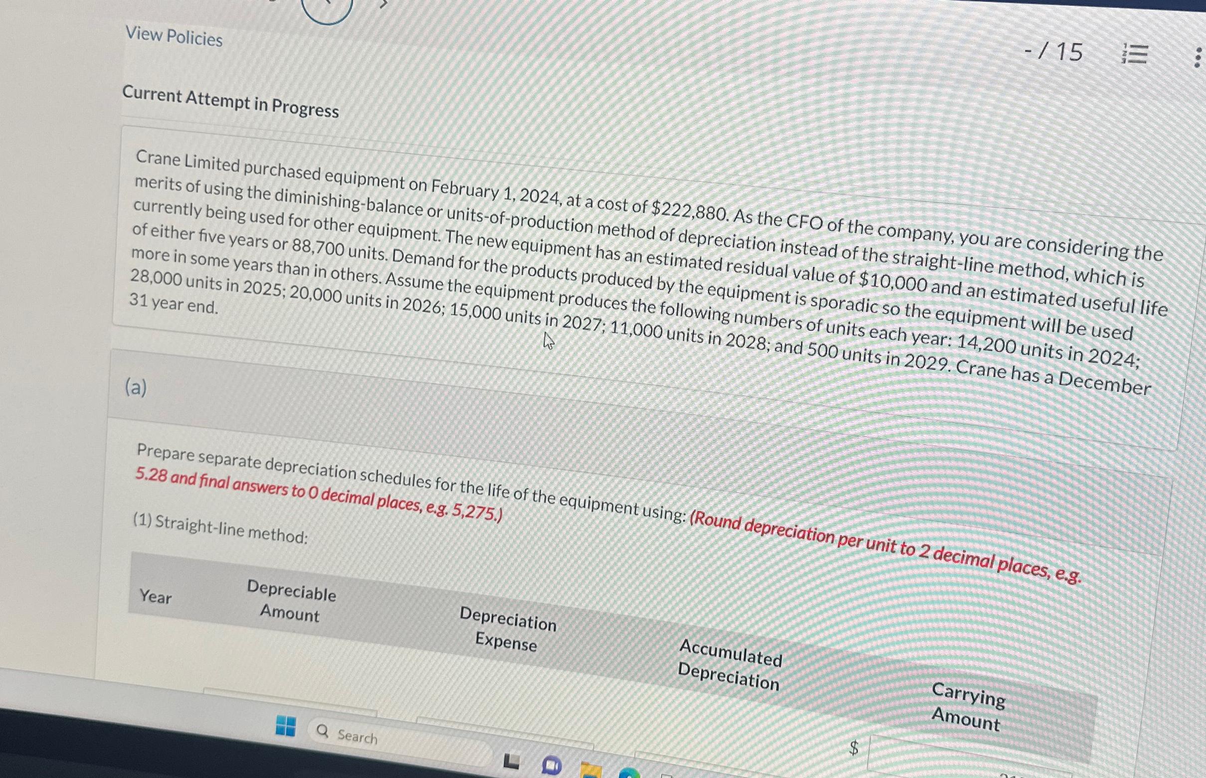  View Policies -15 Current Attempt in Progress Crane Limited purchased equipment