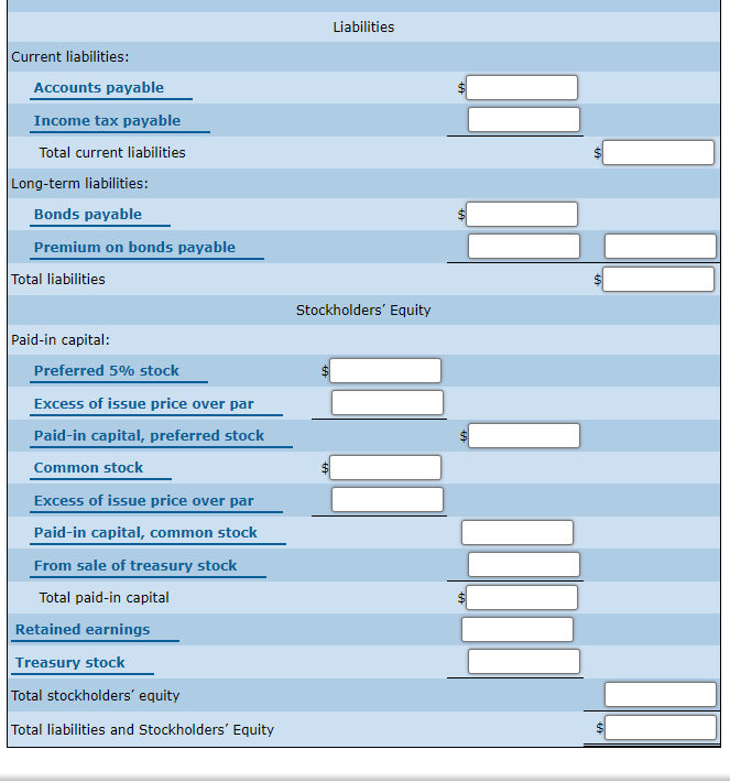 assume a December 31 balance after adjusting entries. Description Debit Credit Cash