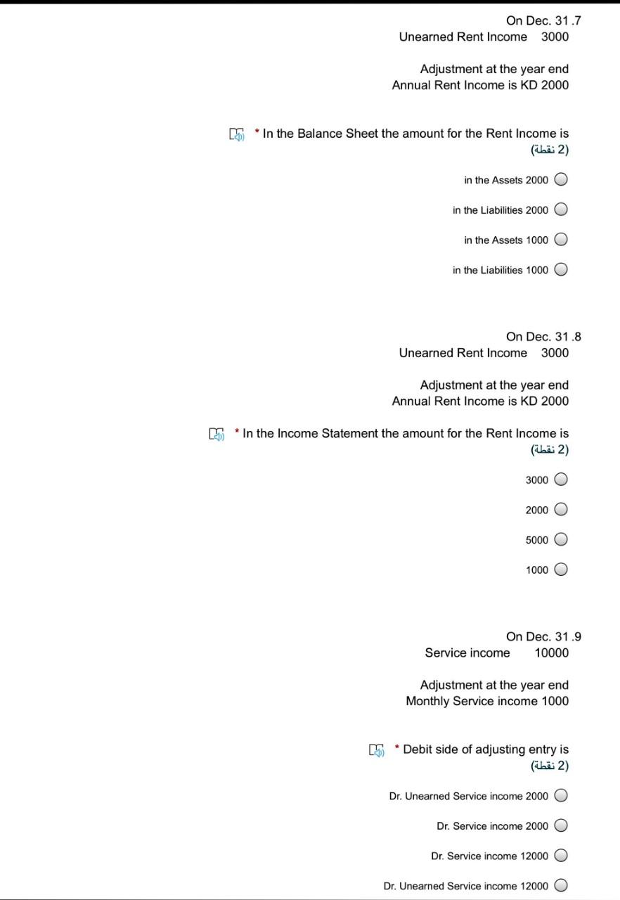 please make sure the answer is correct 100% On Dec. 31.7
