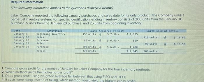 please answer question in the same format! I appreciate your help! Required