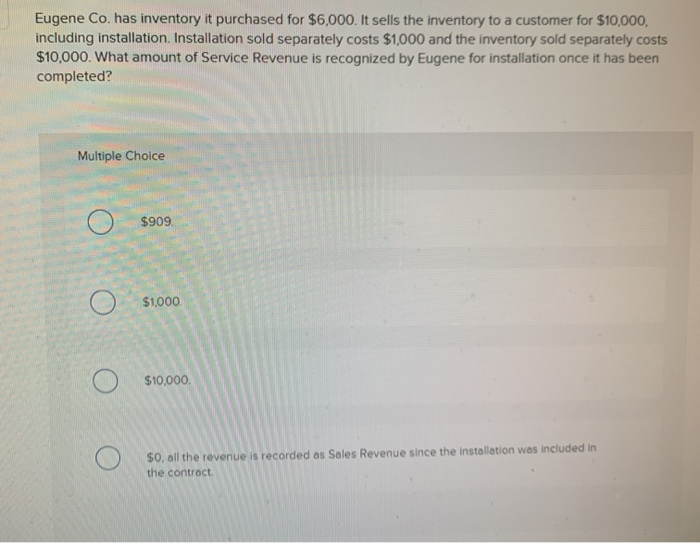 Please help me with this question, thank you! Eugene Co. has inventory