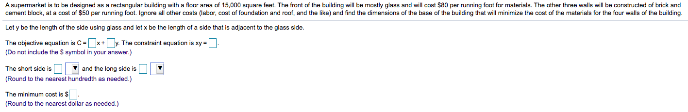 A supermarket is to be designed as a rectangular building with