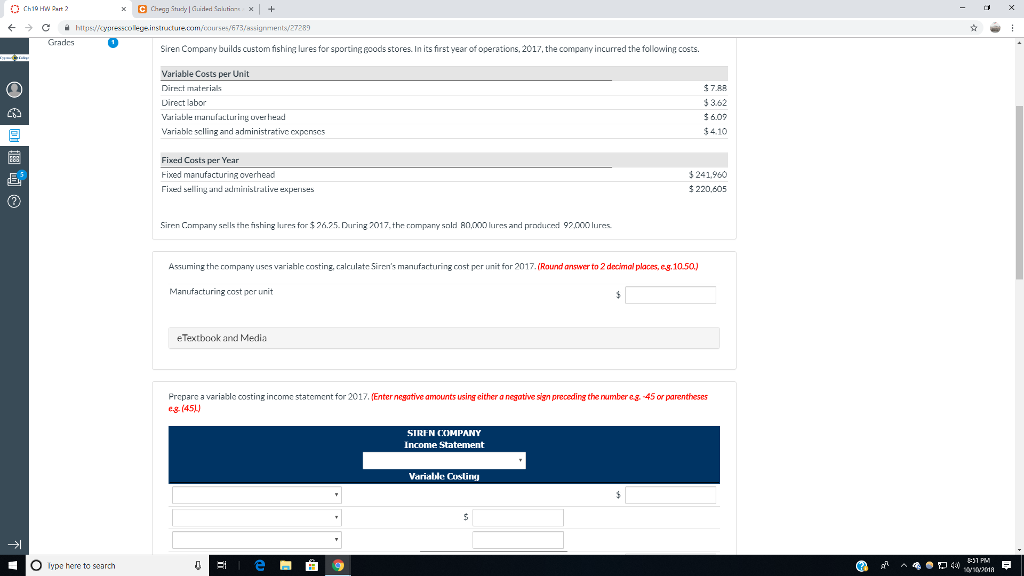 Please help me fill out the empty boxes below. Siren Company builds