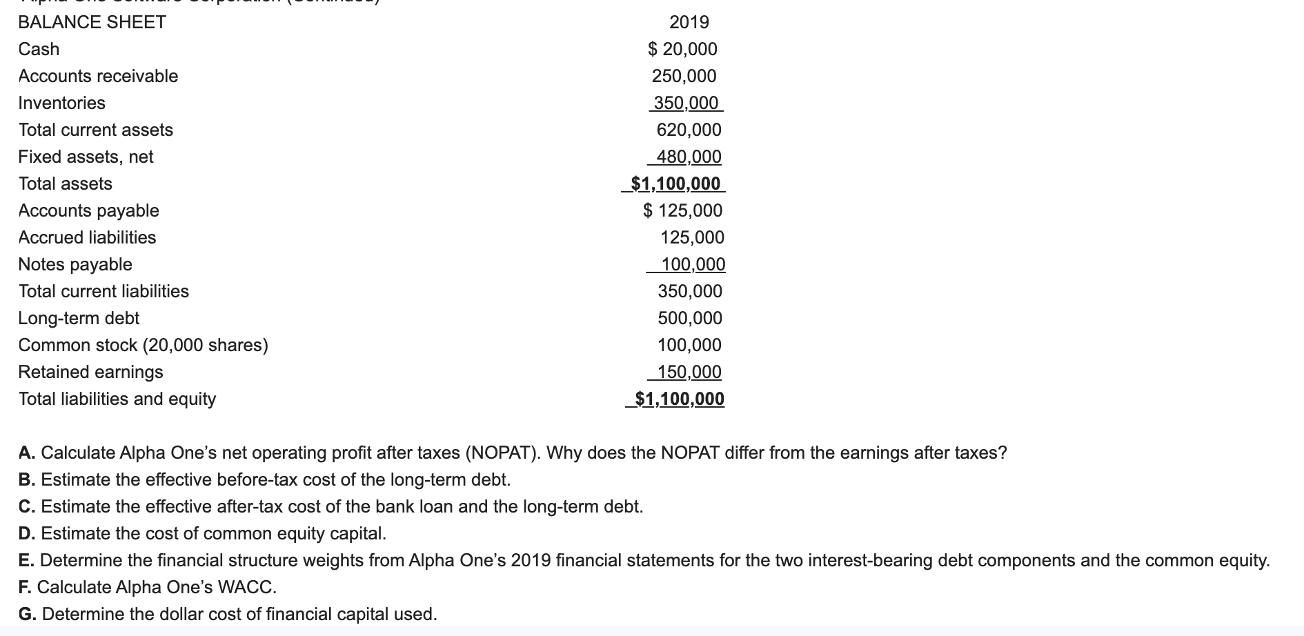  Alpha One Software Corporation Note: This Mini Case incorporates the calculation