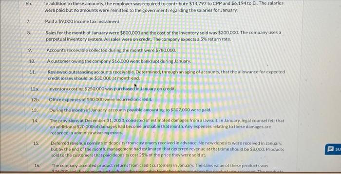 Balance \\ December 31,2023 \end{tabular}} \\ \hline & Debit & Credit \\