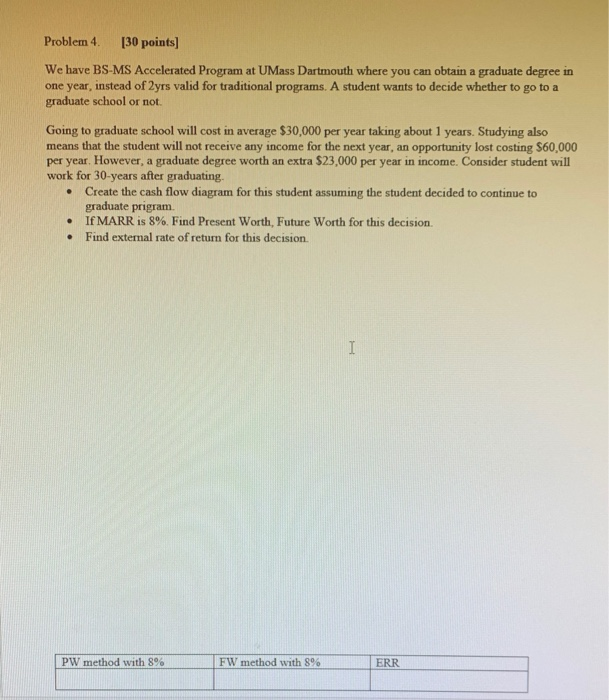  please don't use excel Problem 4. [30 points) We have BS-MS