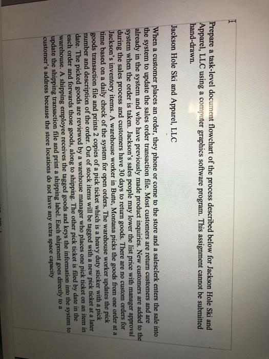  I Prepare a task-level document flowchart of the process described below