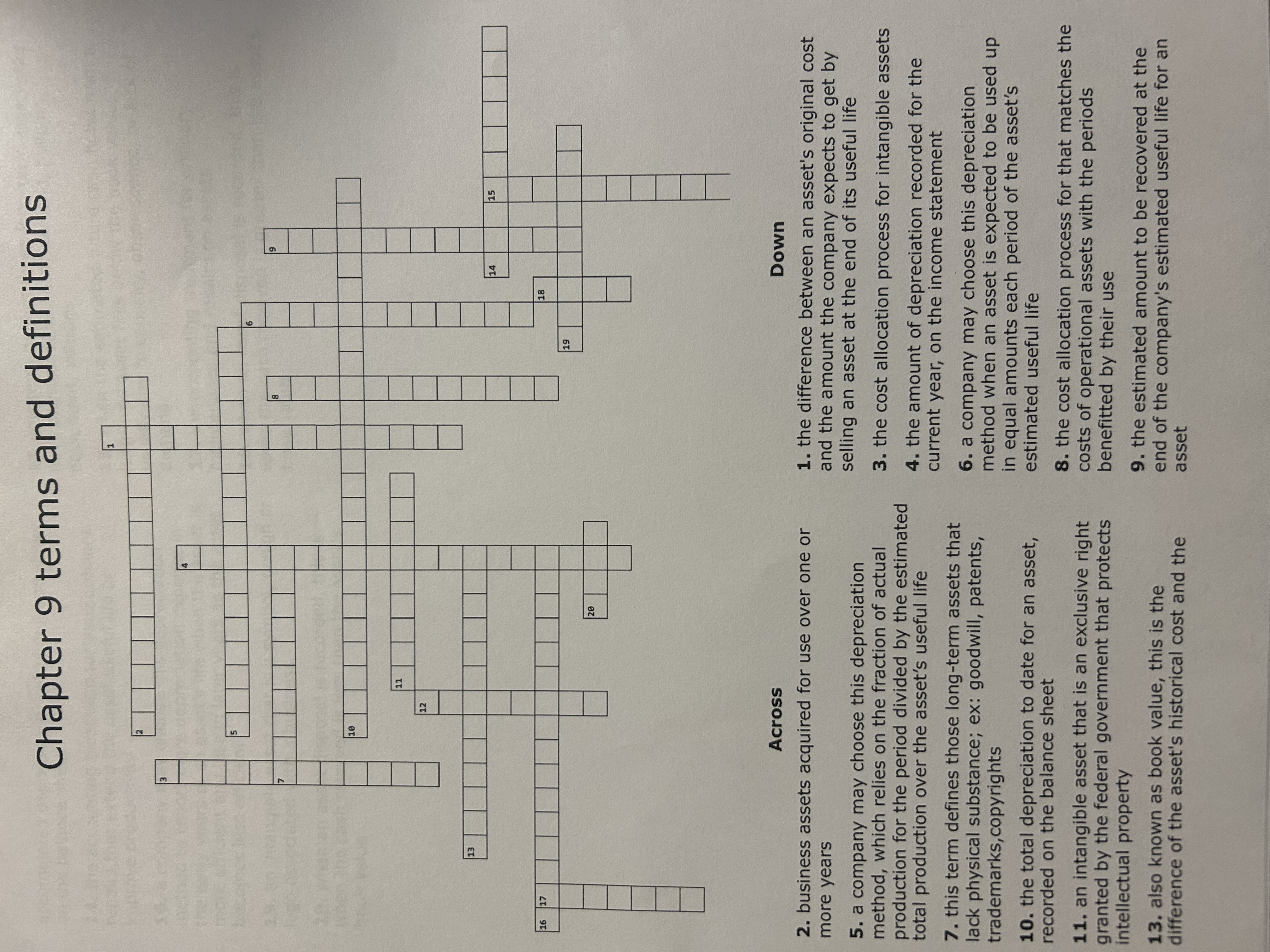  Chapter 9 terms and definitions Please find the correct terms for
