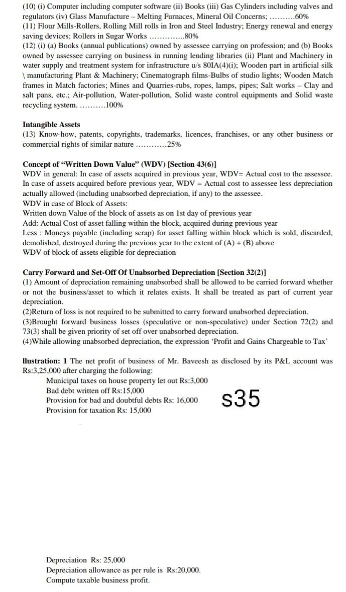  (10) (i) Computer including computer software (ii) Books (iii) Gas Cylinders