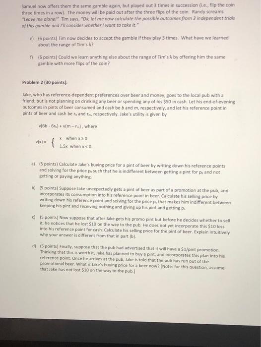 (m) relative to their reference point (r). Both have preferences of the