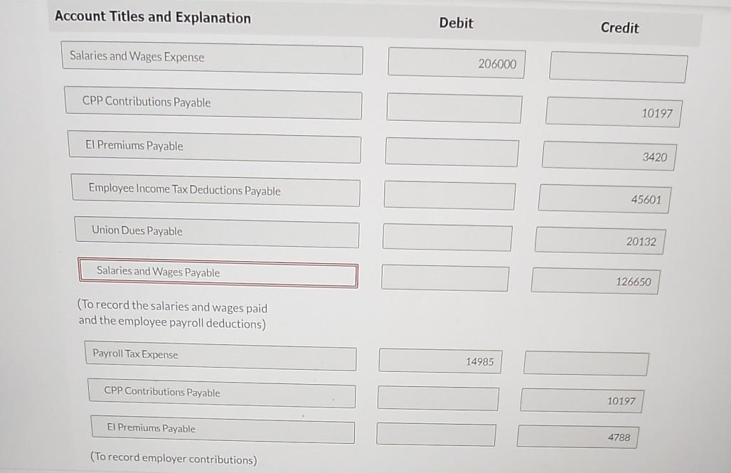 Your answer is partially correct. Sheffield Enterprises payroll for the month of