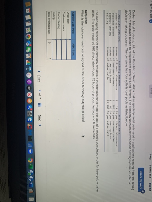  > Homework Help Save & Exit Submit Check my work Durban