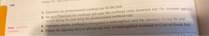  Chapter 15 598 1. Determine the predetermined overhead rate for the