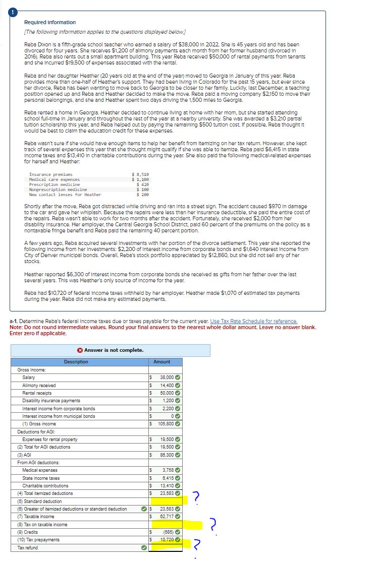  FILL IN THE MISSING HIGHLIGHTED YELLOW AREAS. !USE THE 2022 TAX
