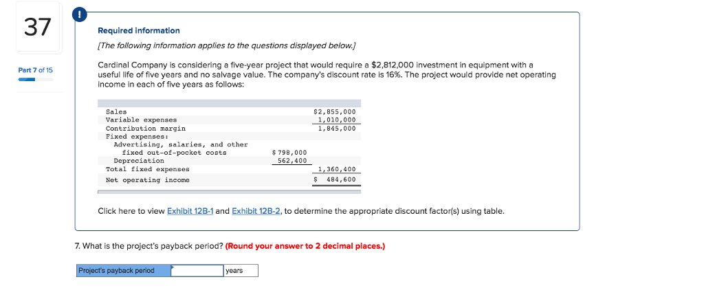salvage value. The company's discount rate is 16%. The project would provide