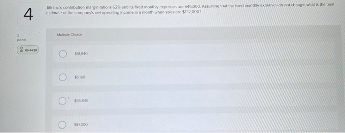  4 Julk Inc's contribution margin ratio is 62% and its fixed