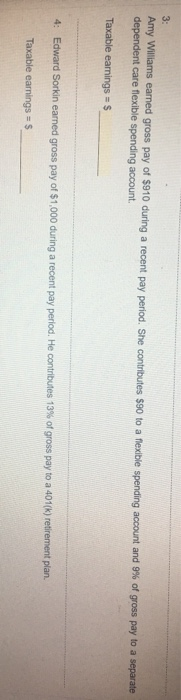 Taxable Earnings for Social Security Tax For each employee listed below, calculate