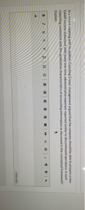  In a recent meeting with its auditor, Counting Crows' management argued