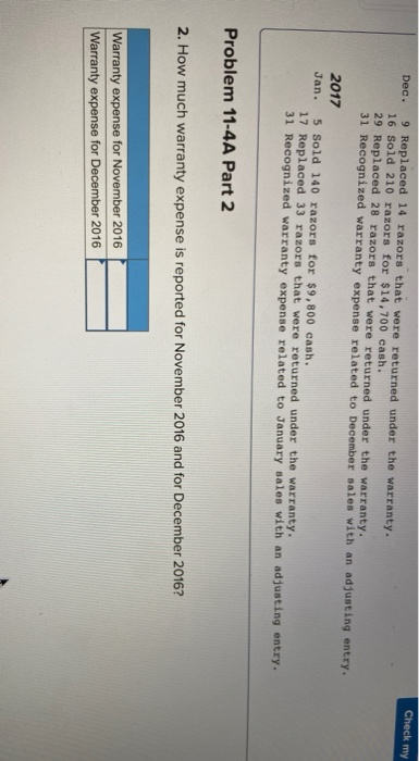 expense and liability estimation LO P4 (The following information applies to the