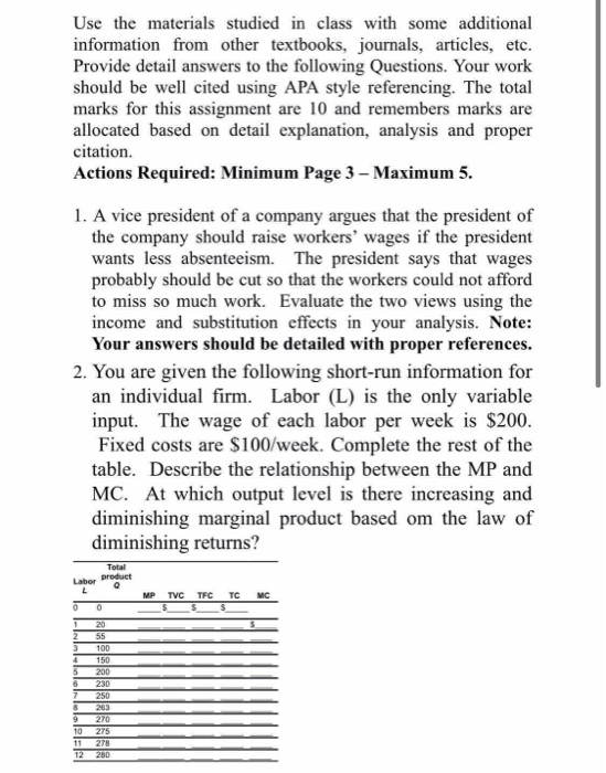  Use the materials studied in class with some additional information from