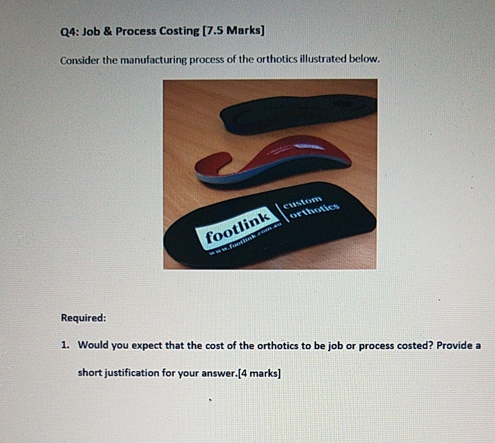  Q4: Job & Process Costing (7.5 Marks] Consider the manufacturing process