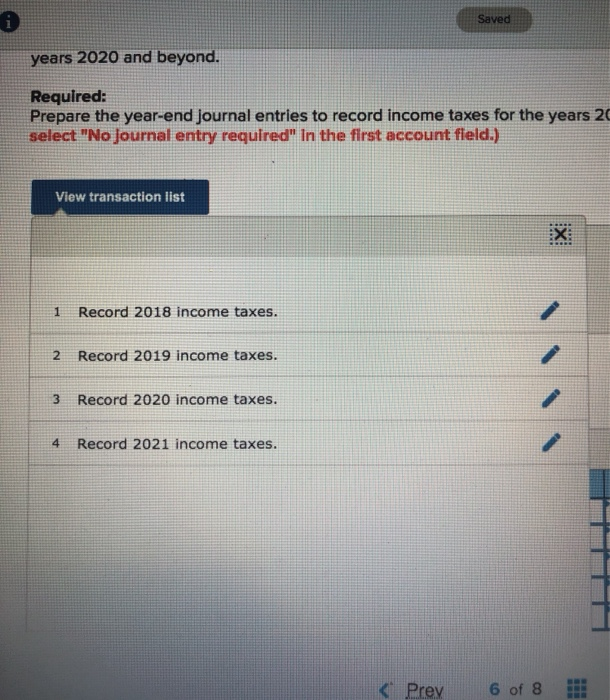 accounting Income on its Income statement as follows: 2018 2019 2020 2021