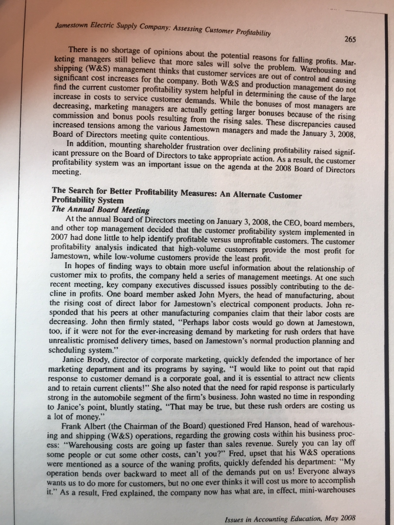 This assignment is based on the Jamestown case which is at end