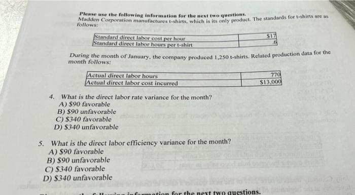  S17 Please use the following information for the next two questions.