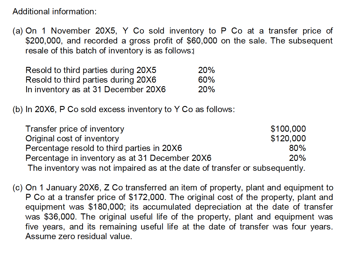 by P Co Y Co 1 January 20X4 90% z Co 1