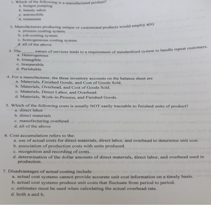 a True or False, 2nd part is Multiple Choice, 3rd is exercises