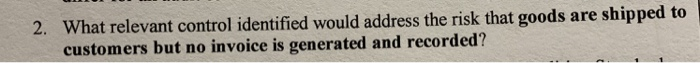  Please help me guys... 2. What relevant control identified would address