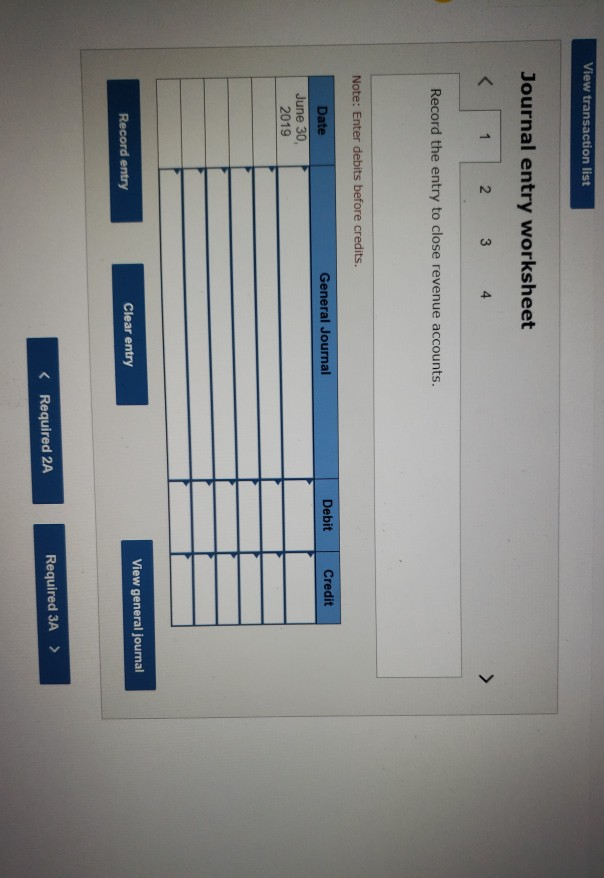 the closing entries. (all dated June 30, 2019): 3a. Prepare the income