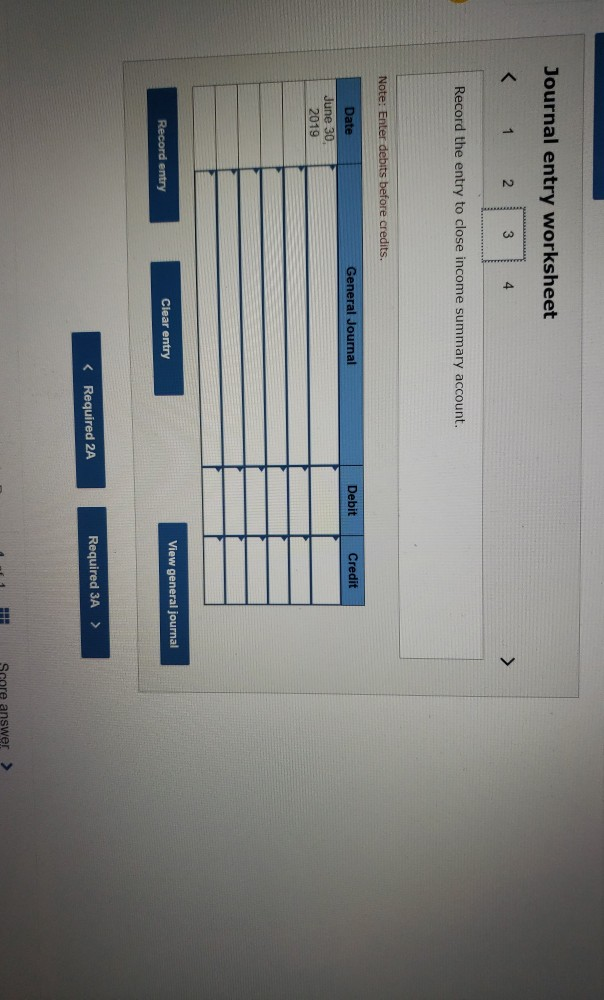 of owner's equity for the year ended June 30, 2019. 3c. Prepare